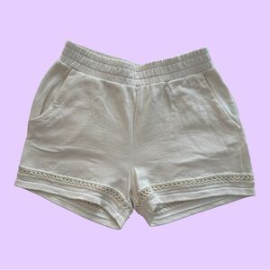 All Saints Cream Shorts with Crochet Trim